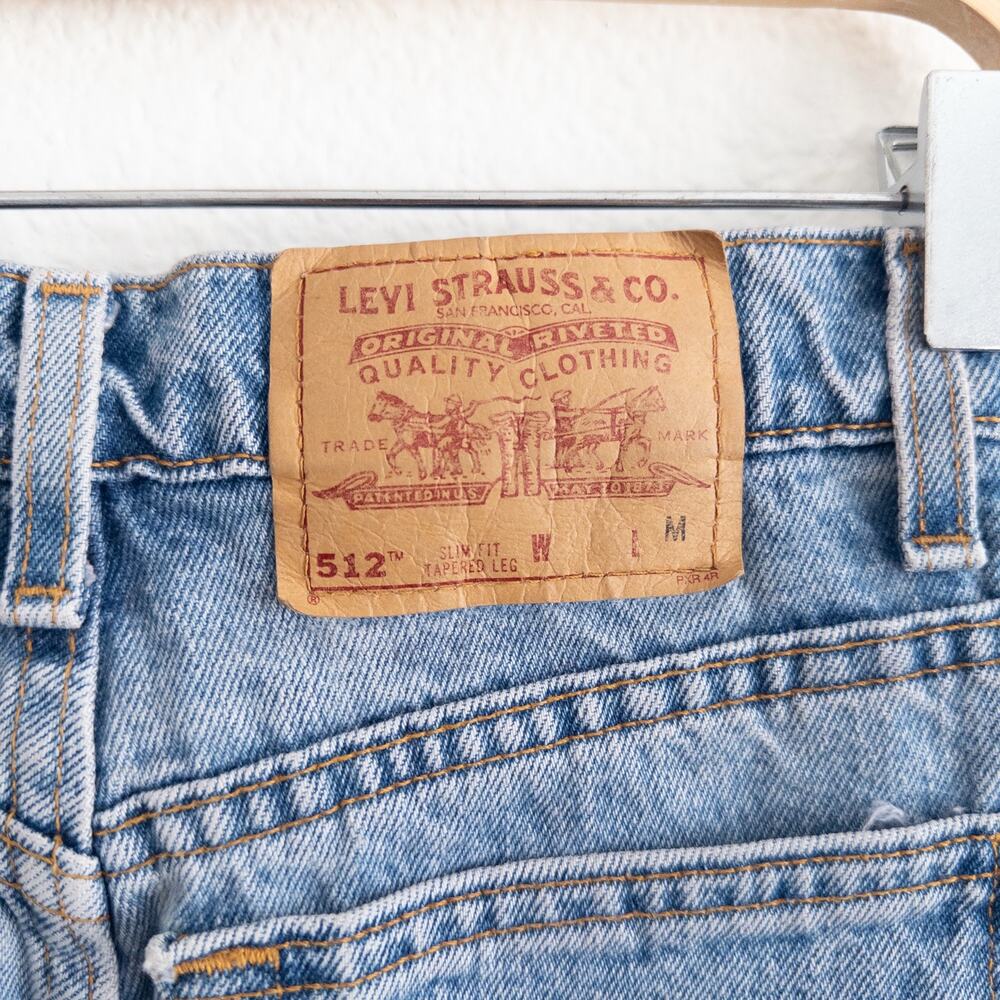 Levi 512 Tapered Slim Blue Jeans Vintage Size 9 Junior Medium - Picture 6 of 10